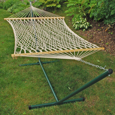 Algoma Single Cotton Rope Hammock and Stand Combination