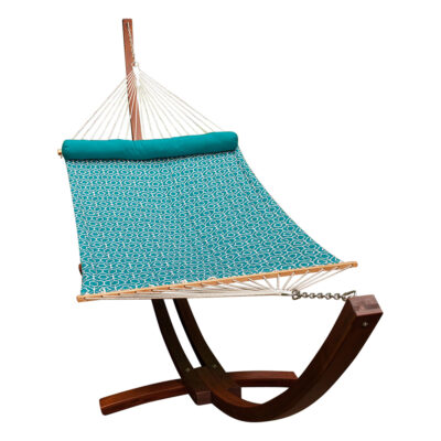 Algoma 12′ Wood Arc Frame with Quilted Hammock and Pillow Combination